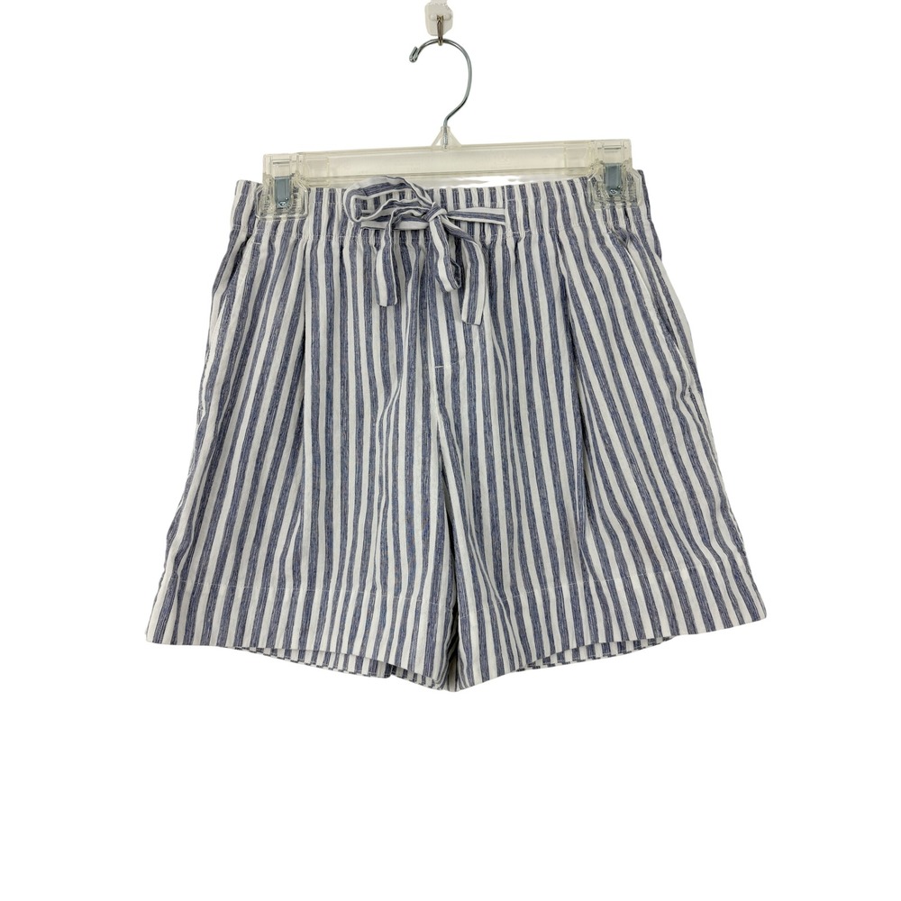 Vince Blue White Striped Drawstring Shorts Size XS Cotton Viscose Casual Pull-on